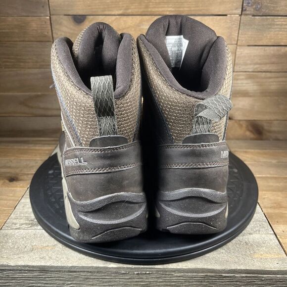 Merrell Mens Size 10 VEGO MIDLeather Waterproof Brown Hiking Lace Up Boot Shoes - Picture 4 of 10